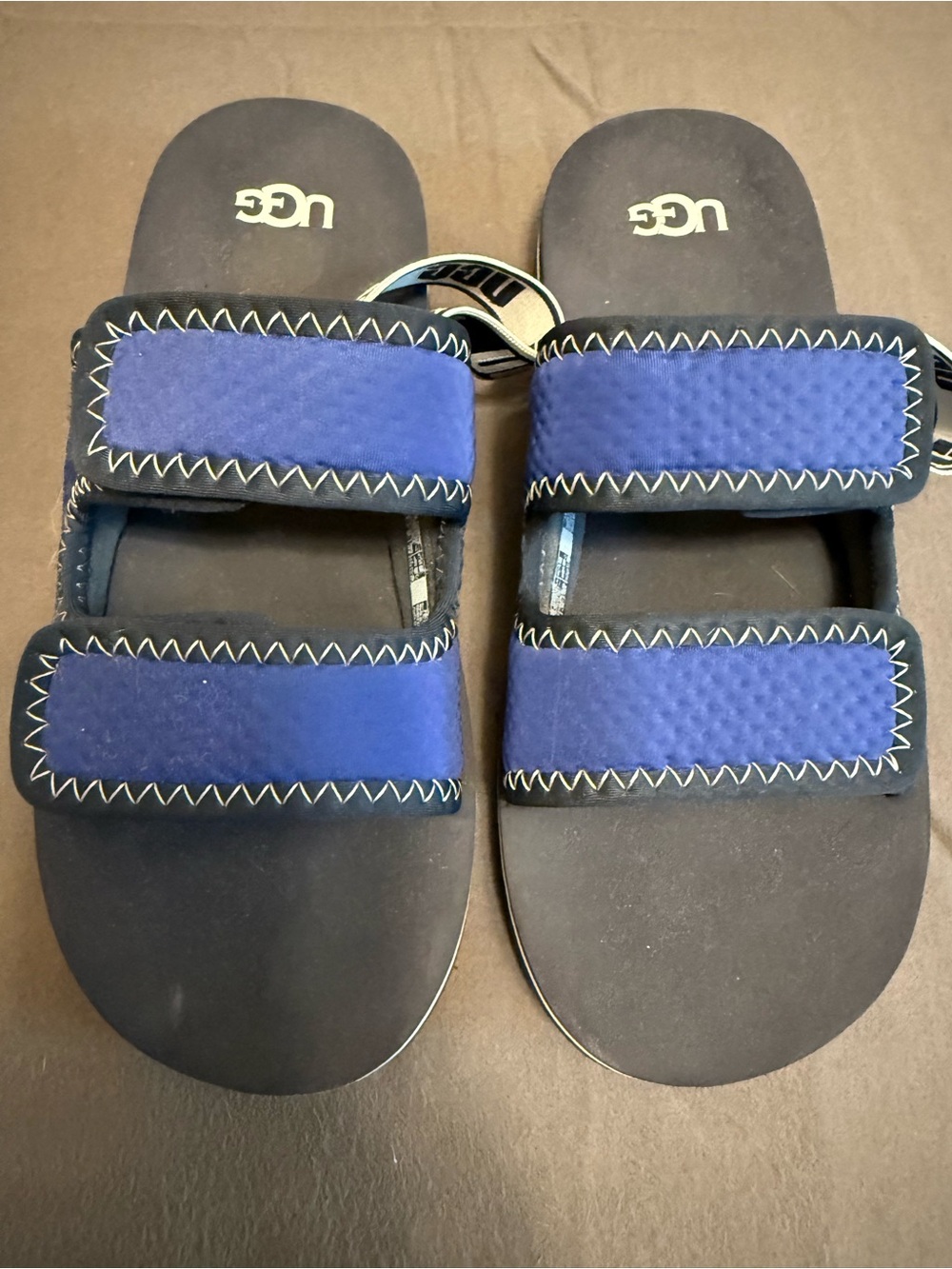 UGG Kids Blue Double-Strap Slide Sandals